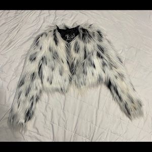 Black and white faux fur coat